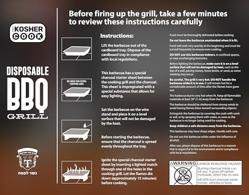 The Kosher Cook Disposable Charcoal Grill - Ready To Use Portable Bbq Grill - Easy To Light Portable Charcoal Grill Kosher - 2 Pack - Image 4