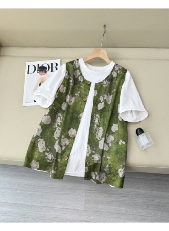 XINYANG New Chinese-style Floral Vest For Women, 2025 Early Autumn National Style Improved Sleeveless Pullover T-shirt - Image 1