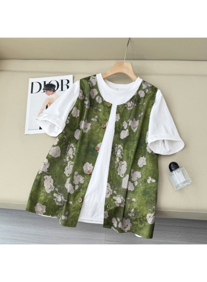 XINYANG New Chinese-style Floral Vest For Women, 2025 Early Autumn National Style Improved Sleeveless Pullover T-shirt - Image 2
