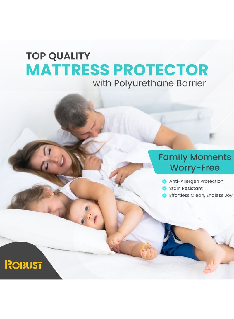 Robust Ultimate Protection Mattress Encasement (180x200+30cm) With Deep Pocket–Fitted Waterproof Mattress Protector, Soft, Noiseless, Hypoallergenic, Durable for a Comfortable Queen Plus Size - Image 5