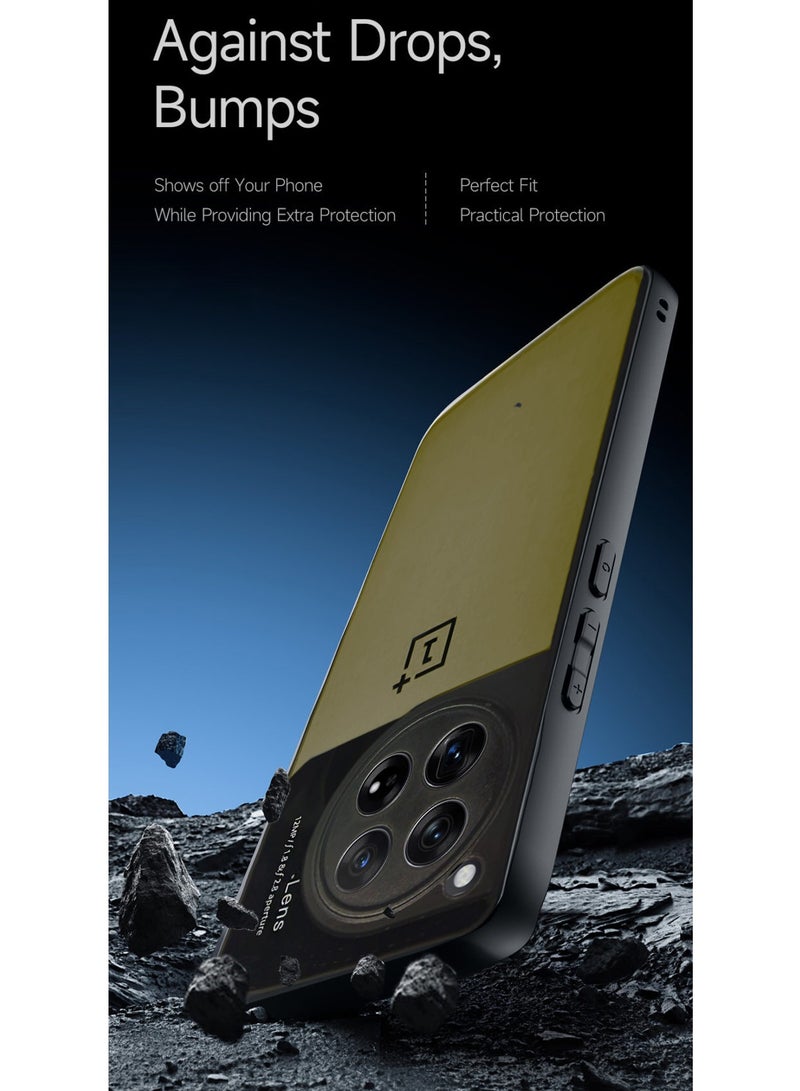 Wtech Liquid Silicone With Raised Cemera Lips Case Cover For OnePlus 12 5G 2023 Black/Gold - Image 4