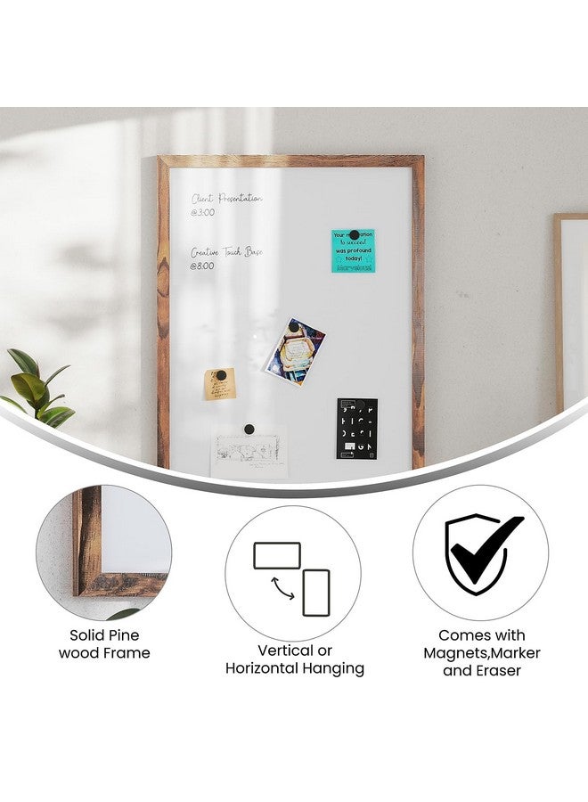 Flash Furniture Bristol Wall Mount White Board, Included Dry Erase Marker, 4 Magnets, Eraser, Commercial Grade For Home Or Business, 20" X 30", Torched Brown  - Image 2