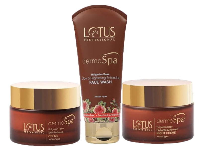 Lotus Professional Lotus Professional DermoSpa Bulgarian Rose Day Cream_50g  Night Cream_50g  Face Wash_80g  Set of 3 - Image 1