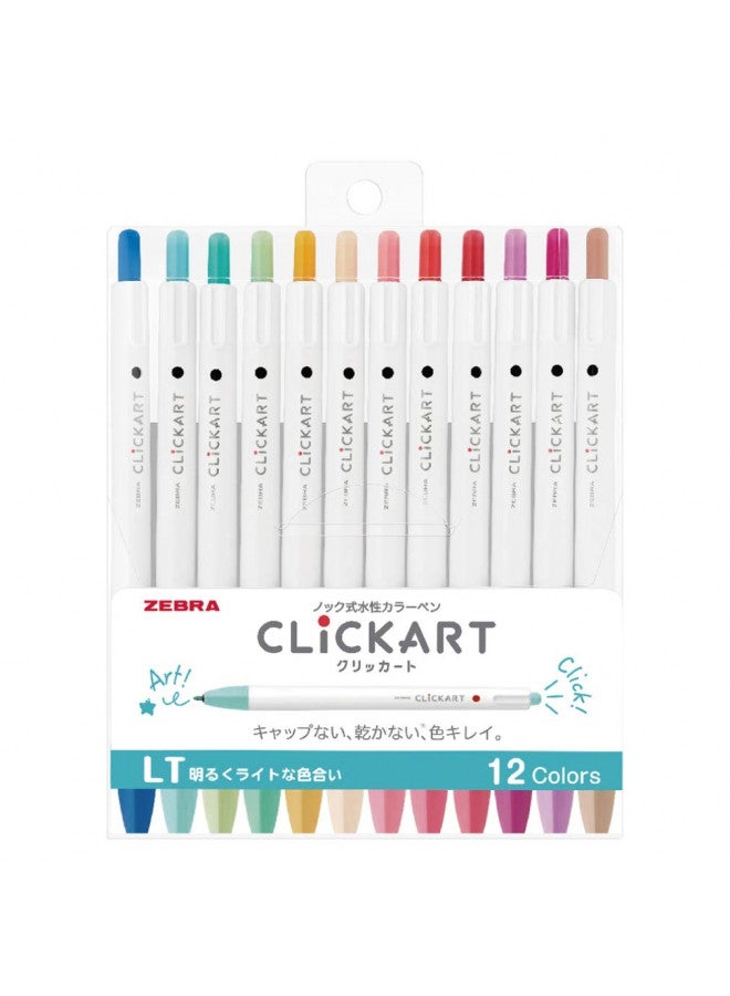 ZEBRA Clickart Water-Based Pen Bright Light 12 Colors Set, Wyss22-12Clt - Image 1