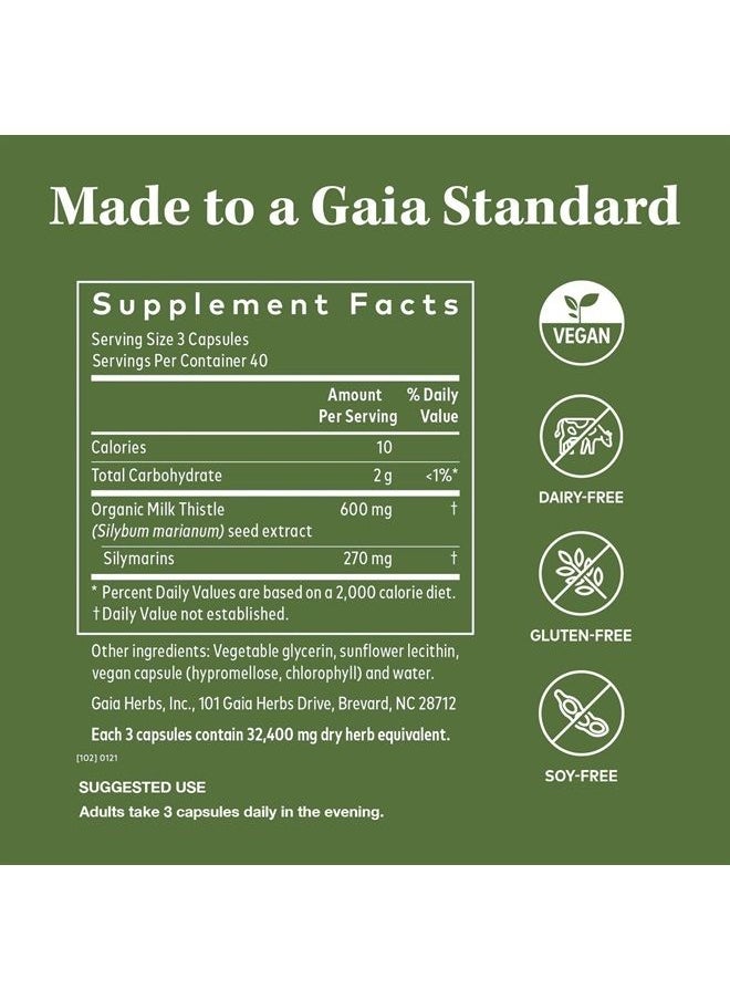 Gaia Herbs Milk Thistle - Liver Supplement & Cleanse Support for Maintaining Healthy Liver Function* - 120 Vegan Capsules (40-Day Supply)  - Image 2
