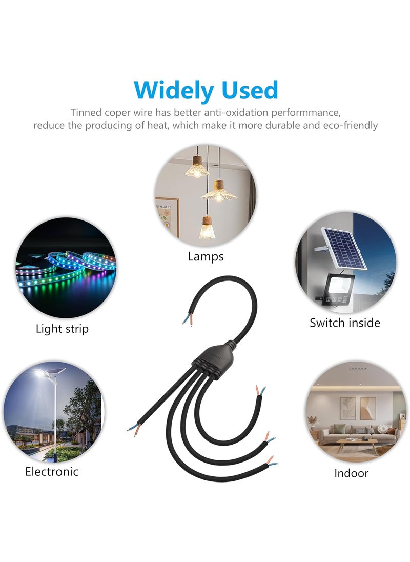SinLoon SinLoon 2 Wire 1 to 4 Splitter Pigtail Cable Outdoor LED Connector Splitter 17AWG Pretinned Pigtail Extension Cable for IndoorOutdoor LED Strip Lights70cm275inch 1 to 4 Pigtail  - Image 5