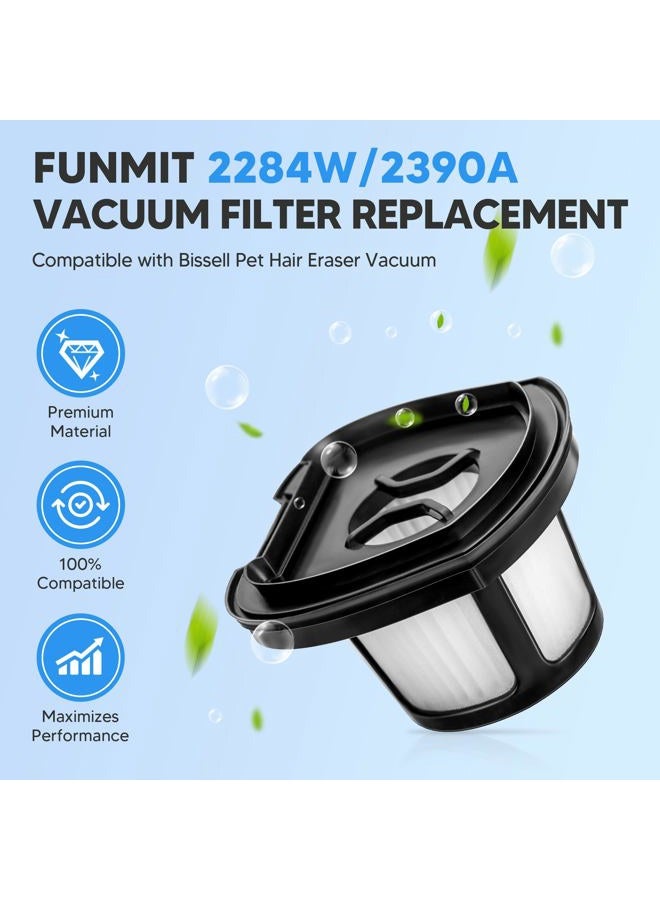 Funmit 2284W 2390A Vacuum Replacement Filter for Bi-ssell Pet Hair Eraser Filter Hand Vacuum 2390 2389 2579, Compared to Part # 1614212 1614203 1614204 (4 Mesh Filter and 8 Foam Filter) - Image 5