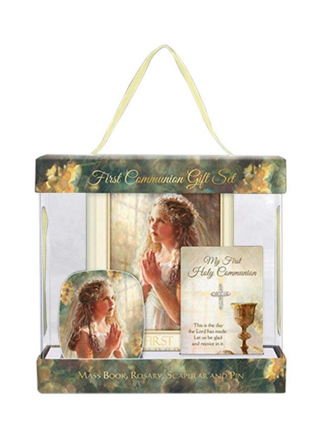 First Communion Gifts طقم هدية لمناسبة أول ش Communion مع كتاب القداس ودبوس الياقة ومسبحة للفتيات - Image 2