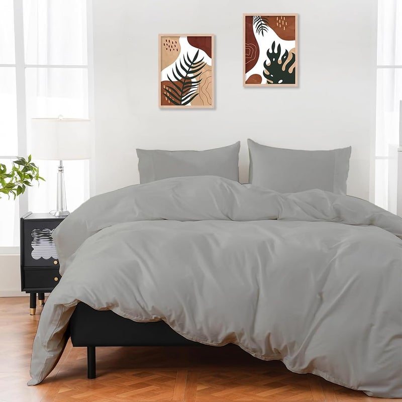 ARlinen Emperor Size Duvet Cover Set 100 Egyptian Cotton 3 Piece Bedding Set with Zipper Closure Includes 1 Light Grey Duvet Cover 114x100 inches and 2 Pillow Cases 20x40 inches