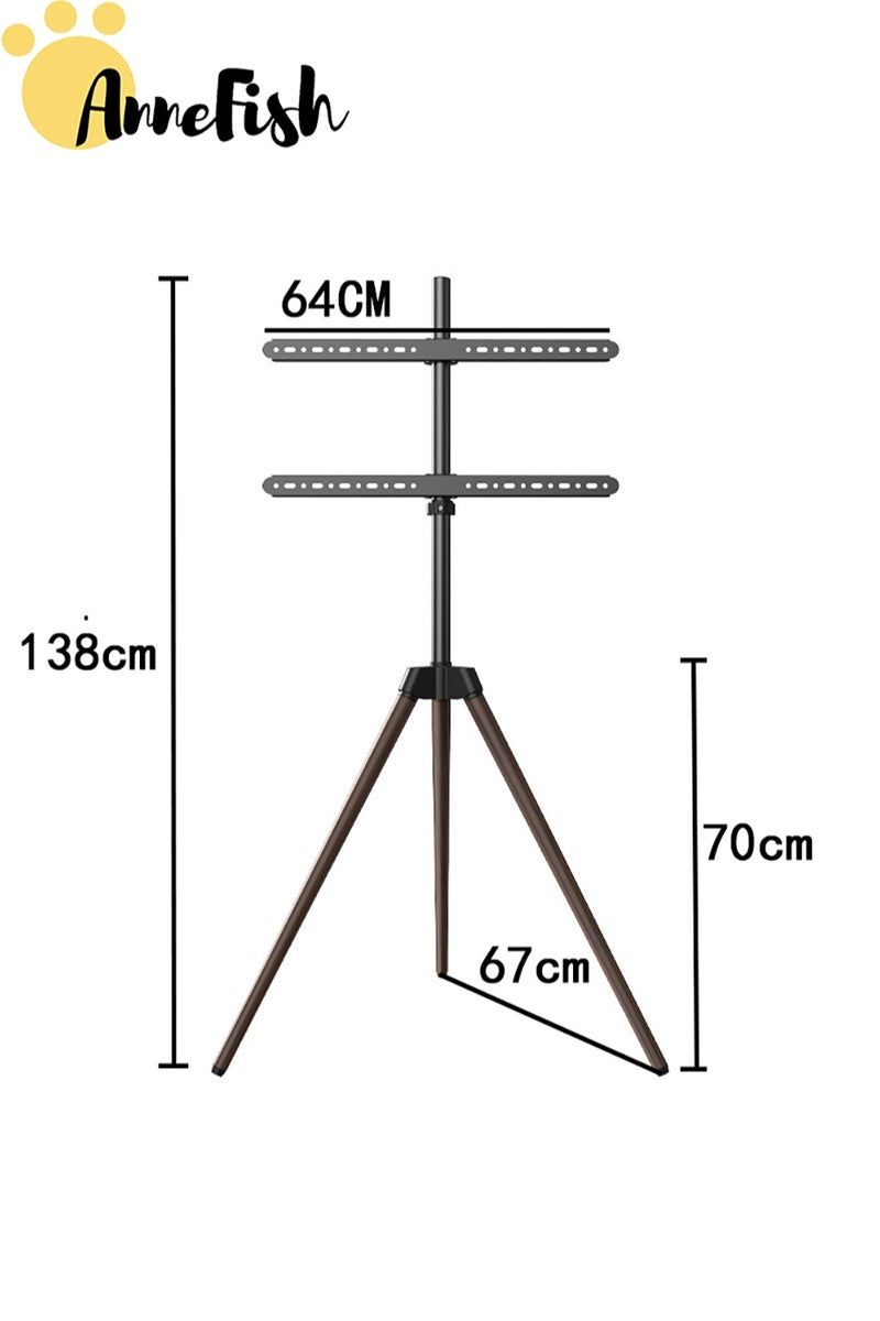 آن فش حامل تلفزيون ثلاثي القوائم، حامل تلفزيون حديث لشاشة مسطحة LCD LED OLED مقاس 65 بوصة، حامل تلفزيون محمول على الأرض مع أرجل، ارتفاع قابل للتعديل، حامل تلفزيون زاوية للمكتب والمنزل - Image 2