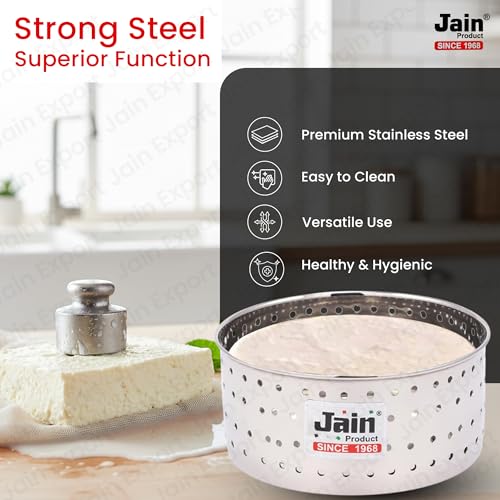 JAIN Stainless Steel Paneer and Tofu Maker Round Press Mould Strainer with Top Press Lid - 800 ML - Image 5
