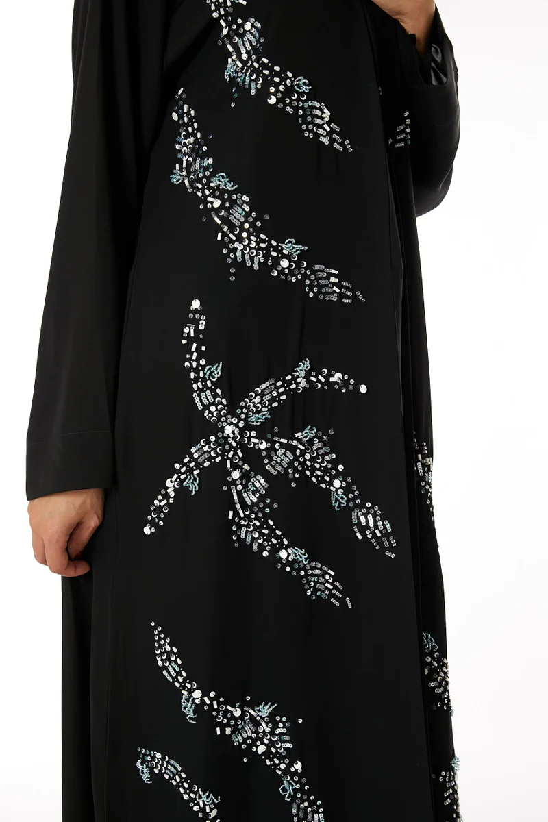 Moistreet  Embroidered Flared Sleeve Abaya for Women | Best Price UAE