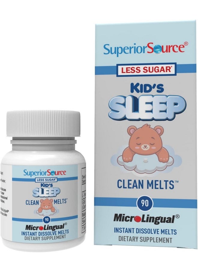 Superior Source Superior Source Kid's Sleep Clean Melts - Premium Sleep Supplement for Children - Contains Melatonin, L-Theanine & GABA - Less Sugar - Non-GMO, Gluten-Free - 90 MicroLingual Instant-Dissolve Melts  - Image 1