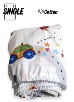 Bebek Özel Baby Special 100% Cotton Baby and Child Elastic Sheet with Traffic Trolley 80X160  - Image 1
