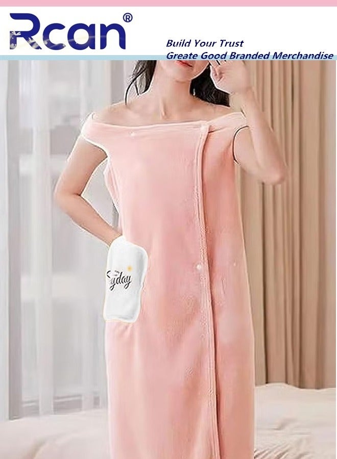 Rcan Off Shoulder Wearable Bath Towel Wrap Women Oversized Water Absorbent Bathroom Towel Bathing Shower Cover Up Tube Dress Beach Spa Gym Bathrobes Slip Dress 135 x 100 CM - Image 2