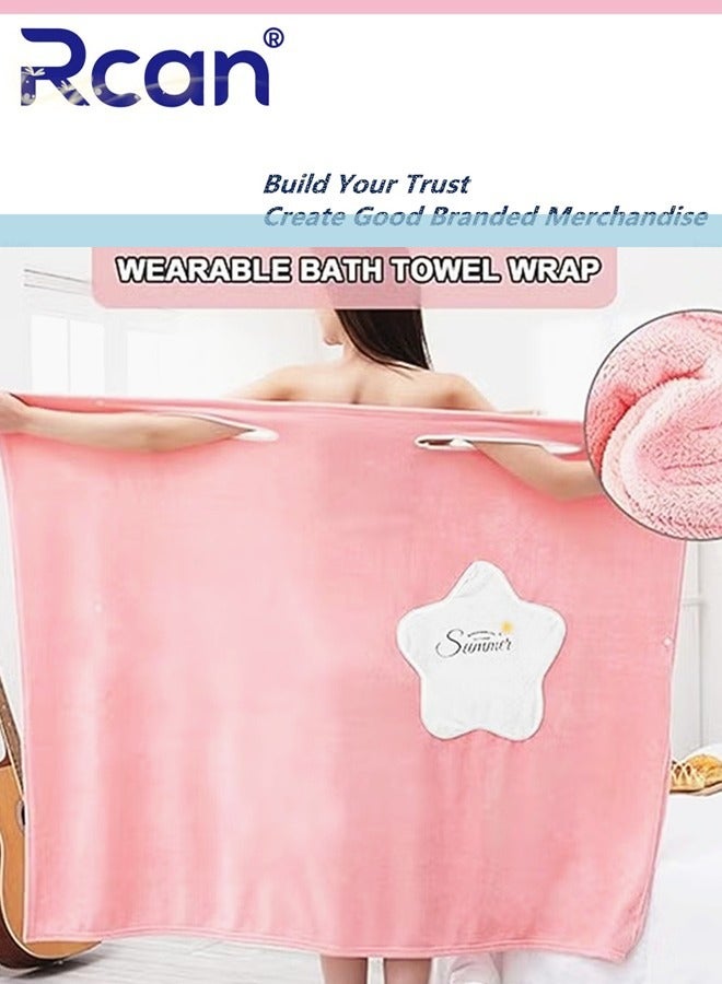Rcan Off Shoulder Wearable Bath Towel Wrap Women Oversized Water Absorbent Bathroom Towel Bathing Shower Cover Up Tube Dress Beach Spa Gym Bathrobes Slip Dress 135 x 100 CM - Image 5