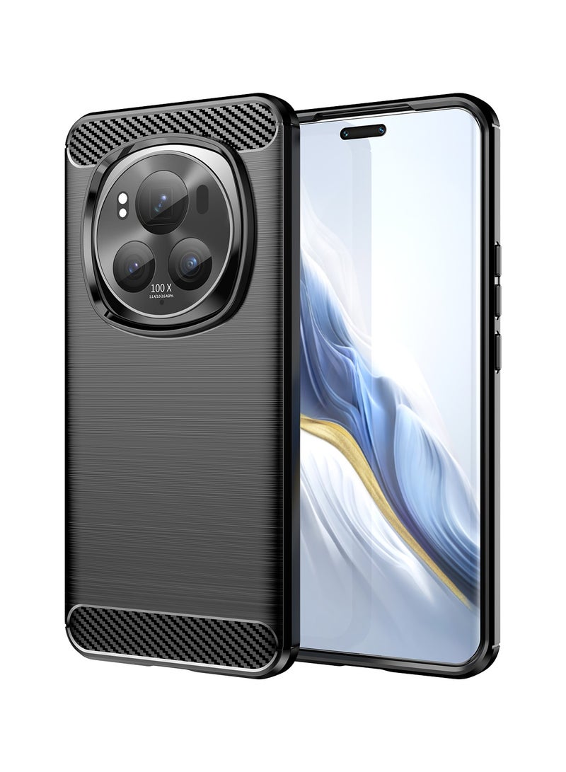 URBBKING Slim Fit Phone Cover with Shock-Absorption, Carbon Fiber TPU Rubber Protective Case For Honor magic 6 pro 5G Black  - Image 1