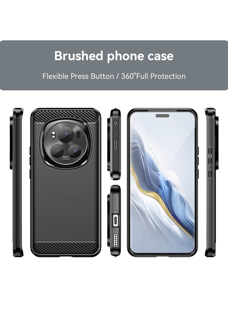 URBBKING Slim Fit Phone Cover with Shock-Absorption, Carbon Fiber TPU Rubber Protective Case For Honor magic 6 pro 5G Black  - Image 2