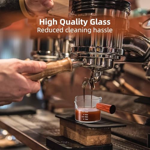 DAONPHARI Wooden Handle Espresso Glass Measuring Cup Measure Mugs | Precise Measurement | Elegant Wooden Handle | Multi-Purpose Use - Image 3