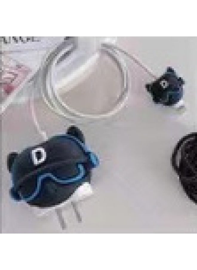 Generic - 2024 Four-piece Charger Protective Cover For Apple 15 Fast Charging Protective Cover 18W/20W Charger-Specifications:120. Musical Dog Blue (set Of Four) Big And Small Heads + 1.4m Wire Rope + Tie - Image 1