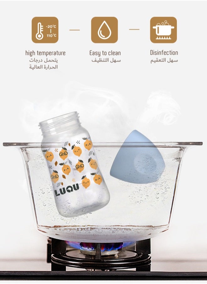 LuQu - LuQu PP Feeding Bottle with Handle and Anti-Colic Straw, 200ML,Nipple size- L, 6+ months. - Image 1