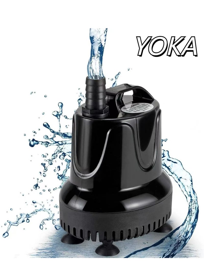 YOKA YOKA Submersible Water Pump, 1500L/H 40W Ultra-Quiet Fountain Water Pump, Bottom Pumping Aquarium Pump with 48 Hours Anti Dry Burning, 3m High Lift and 3 Nozzles for Fish Tank Pond Pool Garden  - Image 1
