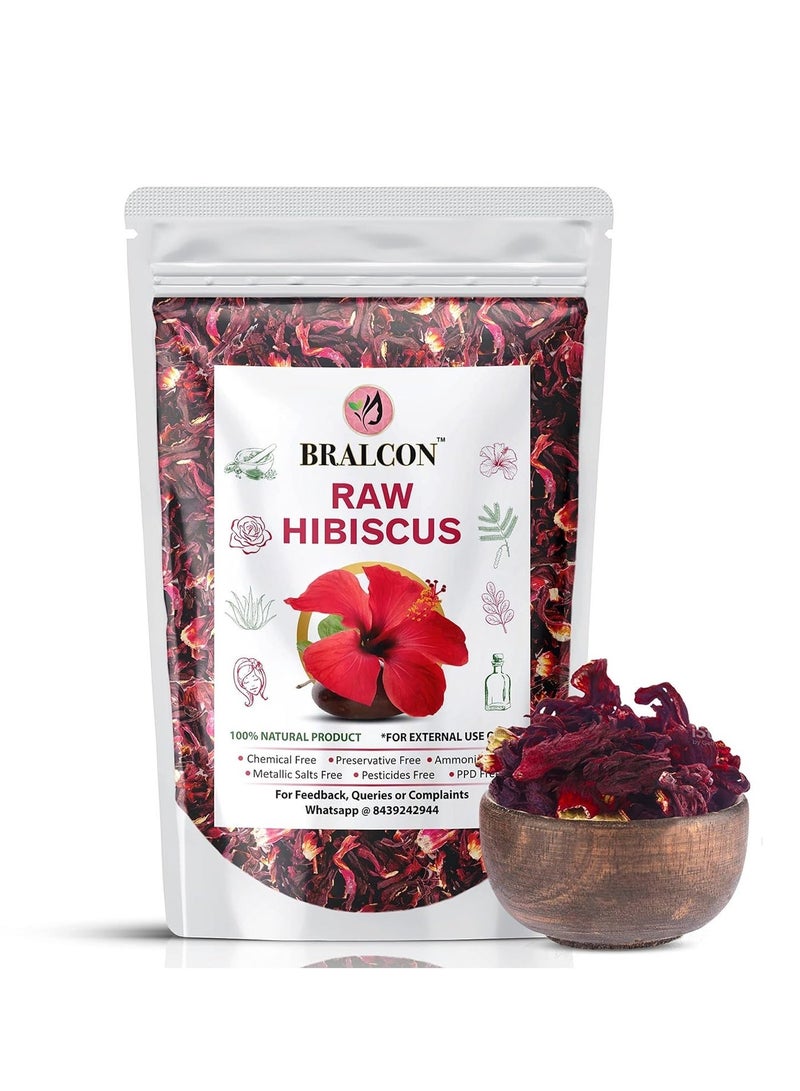BRALCON Organic Raw Hibiscus -100g |Dry Hibiscus Flower |Rosa-Sinensis for Hair Care & FacePack |Gudhal Ka Phool for Hair growth, Skin Care|Pure raw form - Image 3