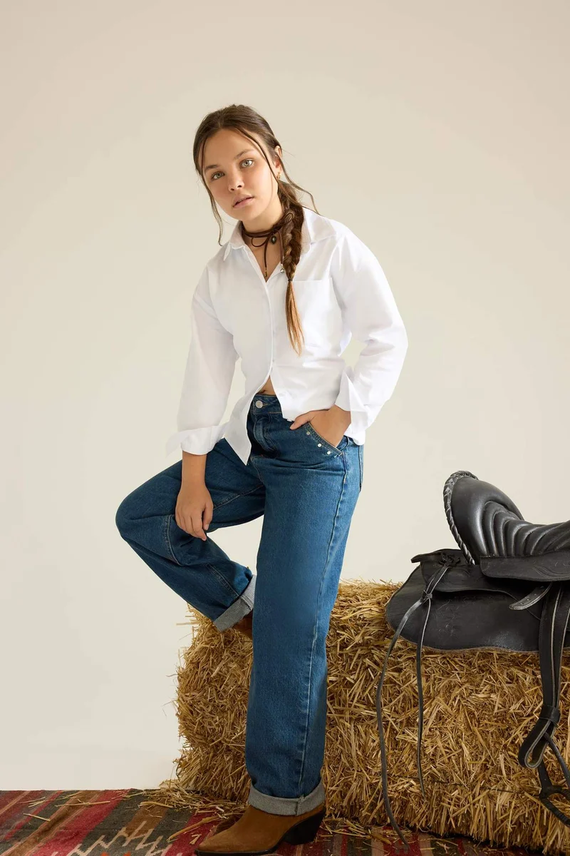 ديفاكتو Girl Baggy Fit Wide Leg Jeans