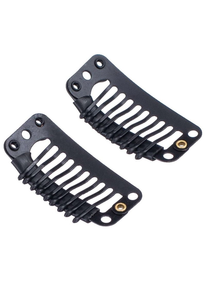 إستيل 100 قطعة على شكل حرف U مشابك إطباق معدنية إضافية لتمديد الشعر هيربيسي لتقوم بها بنفسك مشط خاطف مقاطع شعر مستعار مع مطاط أبيض 9 أسنان 6 ثقوب أسود - Image 4