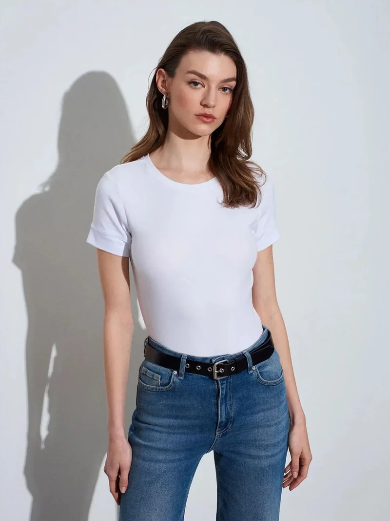 ديلفين DILVIN Women's Slim Fit Crew Neck T-Shirt