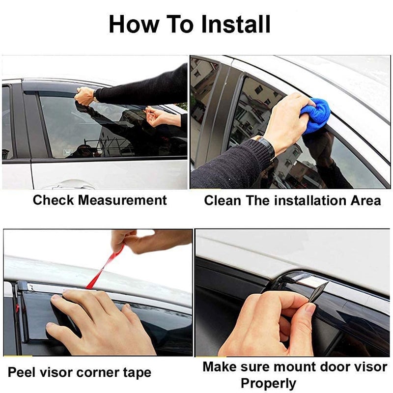 ROYALTECH Premium Non-Breakable Car Window Door Visor/Rain Guard/Wind Deflector Compatible for (Tata Tiago (All Model)) - Image 2