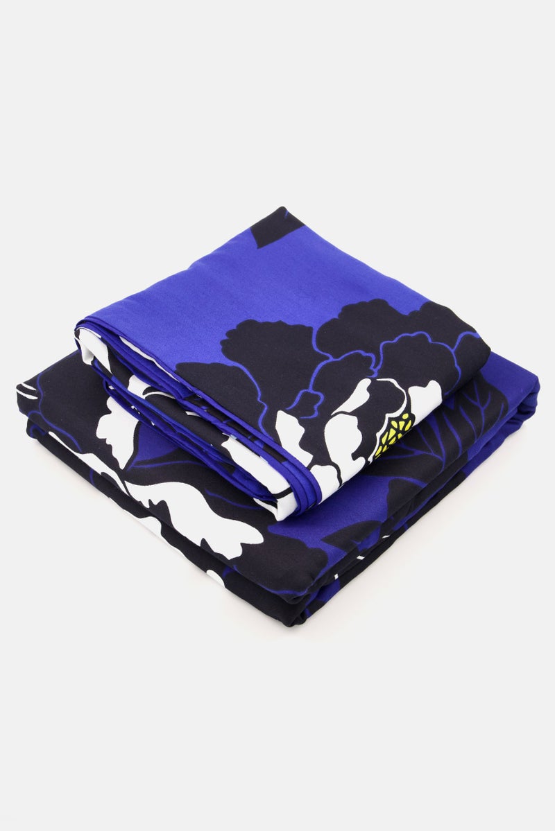 Kenzo Queen Size 2 Pieces Floral Printed Duvet Set 240 L x 220 H cm, Navy Combo - Image 3