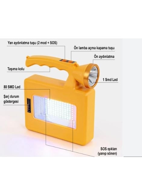 AYT Powermaster PM-16044 Solar Powered Portable Rechargeable Searchlight Camping Lighting Flashlight  - Image 4