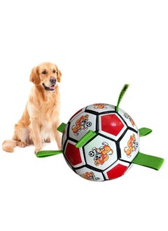 Interactive Dog Toy Soccer Ball With Grab Tabs - Durable Tug Toy For Medium & Large Dogs - Puppy Birthday Gift - Dog Water Toy - Pink (8 Inch