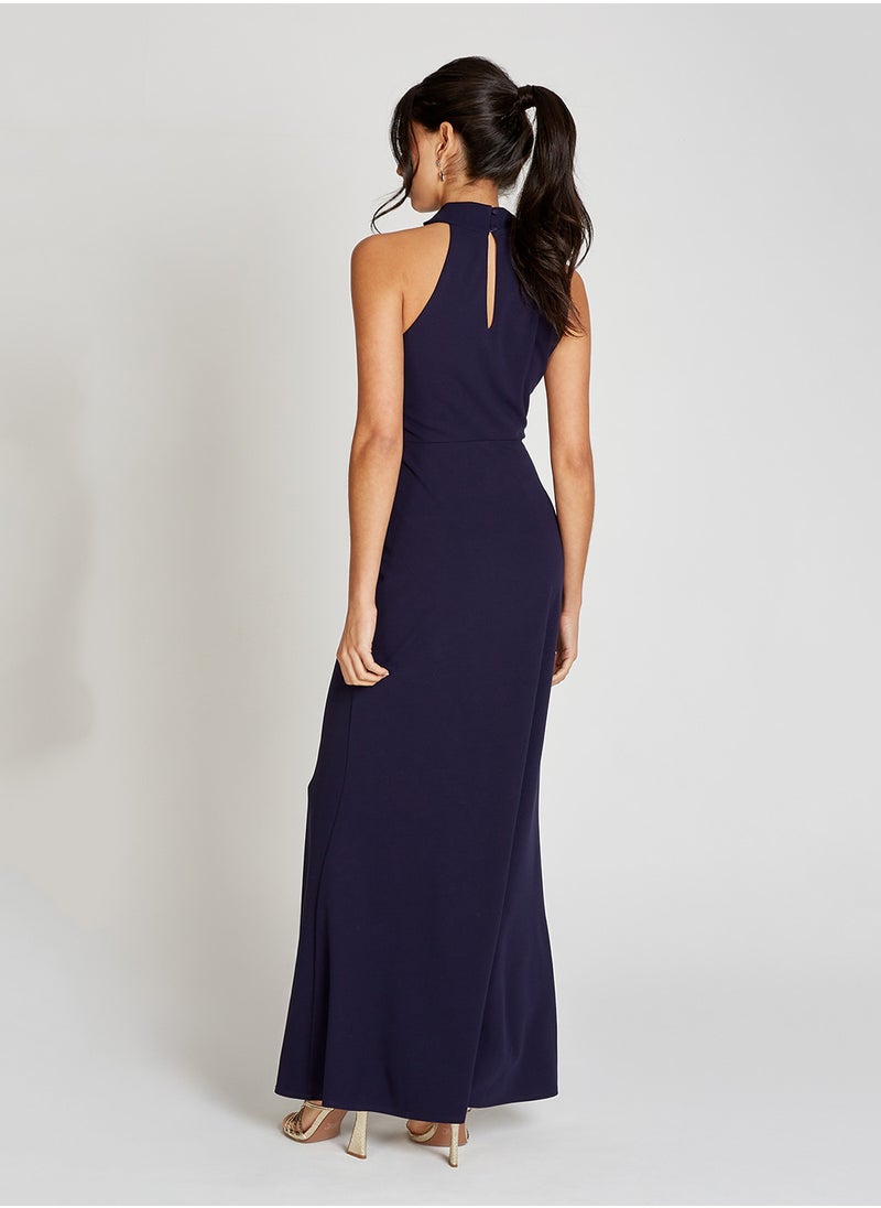 Little Mistress Drape High Neck Sleeveless Maxi Dress  - Image 2