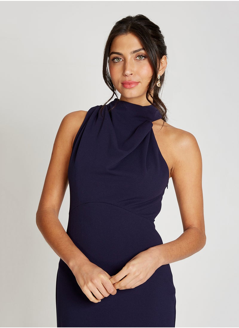 Little Mistress Drape High Neck Sleeveless Maxi Dress  - Image 3