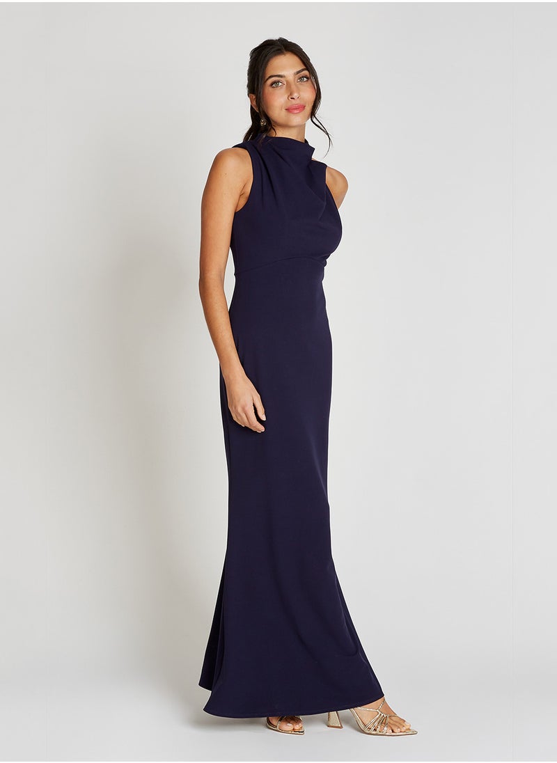 Little Mistress Drape High Neck Sleeveless Maxi Dress  - Image 4