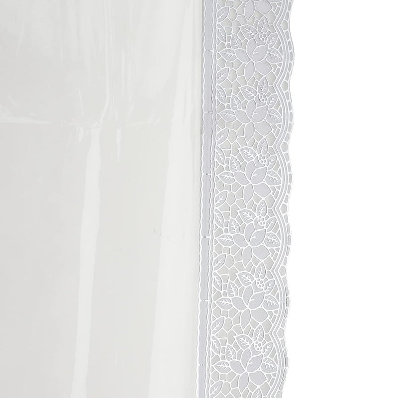 MONKDECOR Classic PVC Transparent 8 Seater Oval Dining Table Cover with Silver LACE SIZE60X90 INCHES Oval - Image 3