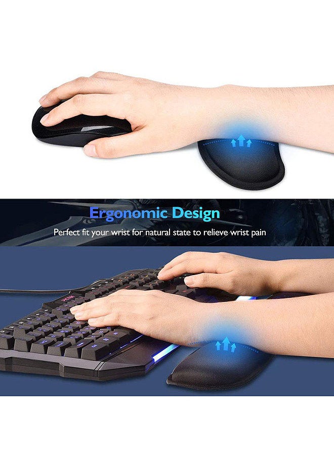 Generic - Wrist Rest Mouse Pad Keyboard Wrist Support Set Memory Foam Ergonomic Non-slip Office Gaming Mouse and Keyboard Wrist Support - Image 1