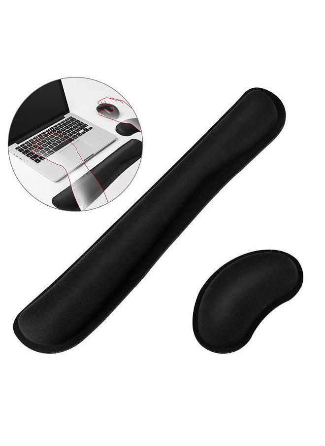 Generic - Wrist Rest Mouse Pad Keyboard Wrist Support Set Memory Foam Ergonomic Non-slip Office Gaming Mouse and Keyboard Wrist Support - Image 1
