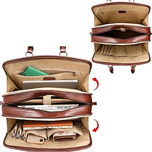 Kattee Genuine Leather Briefcase for Women, Large Capacity Laptop Bag with Luggage Tag - Image 4