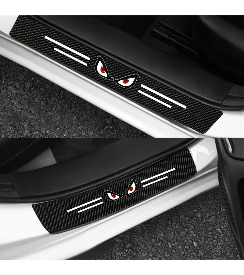 4pcs Car Threshold Protection Strip Anti Slip Durable Red Eye Design Easy Install Fit All Vehicles - Image 3
