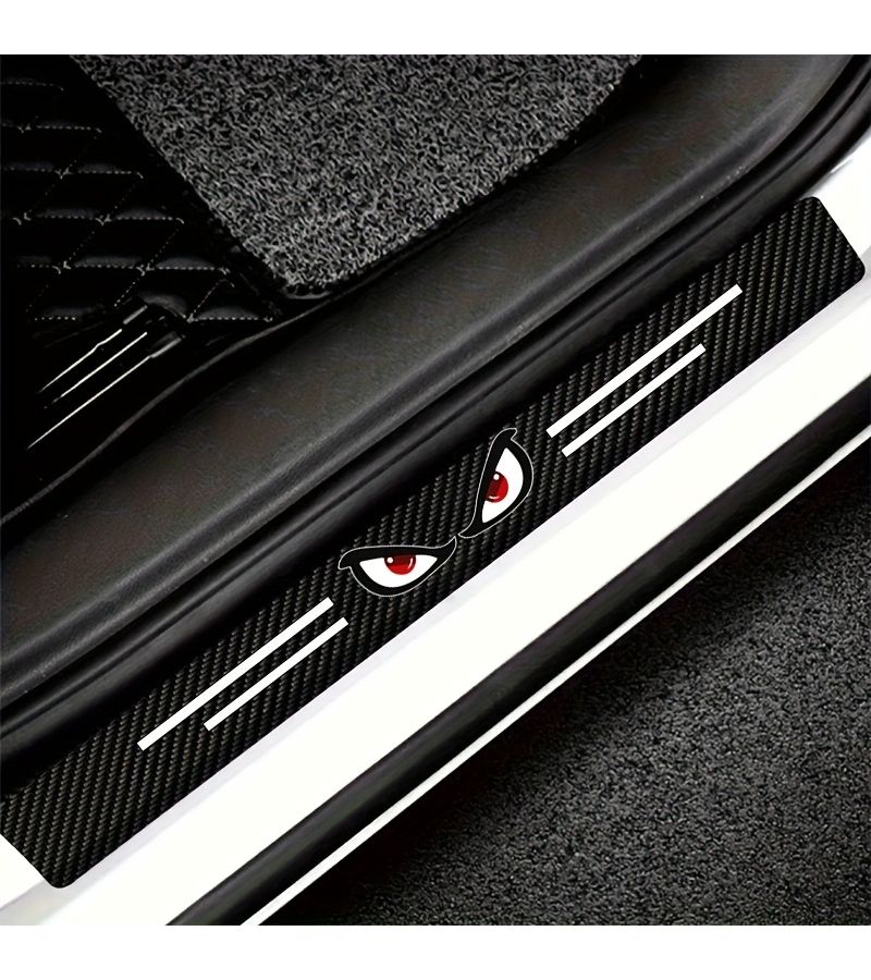 4pcs Car Threshold Protection Strip Anti Slip Durable Red Eye Design Easy Install Fit All Vehicles - Image 4