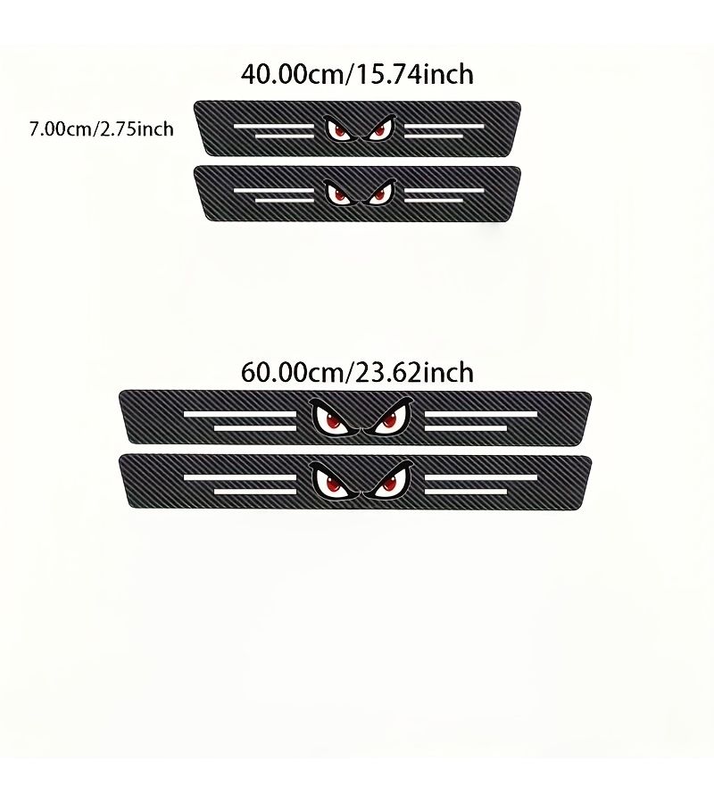 4pcs Car Threshold Protection Strip Anti Slip Durable Red Eye Design Easy Install Fit All Vehicles - Image 2
