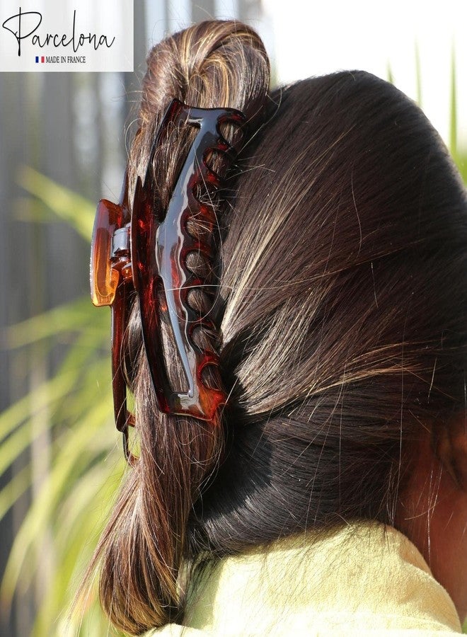 Parcelona French Bend Narrow Large Jumbo 6" Tortoise Shell Cellulose No Slip Grip Covered Spring Jaw Hair Claw Clip Clamp for Women Girls Durable Paris Hair Accessories, Made in France (Shell) - Image 5