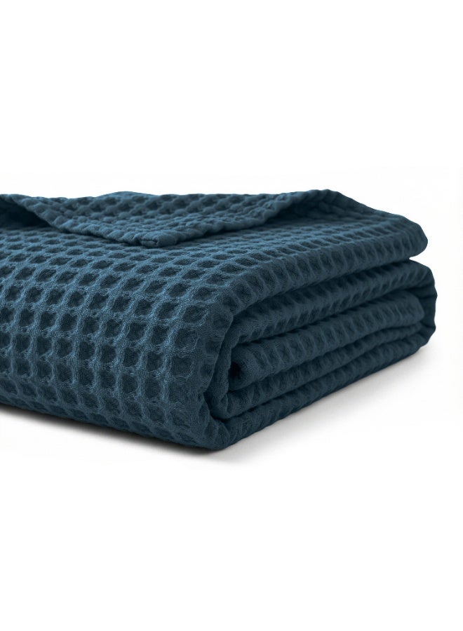 Relax Egyptian cotton Waffle throw blanket,ultra-soft & lightweight with an elegant woven design ,king size 255x225 cm ,Janzari Color - Image 1