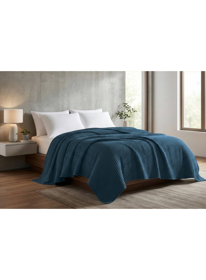 Relax Egyptian cotton Waffle throw blanket,ultra-soft & lightweight with an elegant woven design ,king size 255x225 cm ,Janzari Color - Image 3