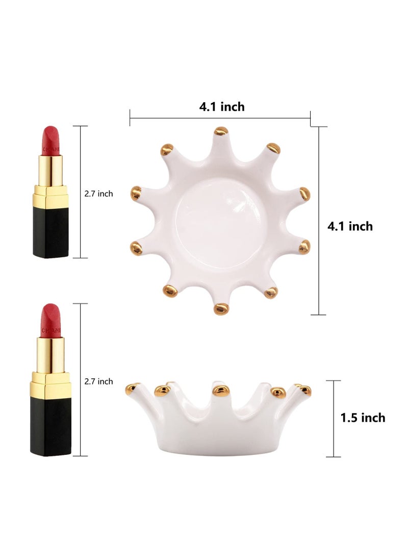 KASTWAVE Ceramic Jewelry Dish Tray, Crown Ring Holder for Jewelry, Trinket Dish for Decor, Perfect for Bathroom, Nightstand, Entryway Table, Vanity (Crown) - Image 2
