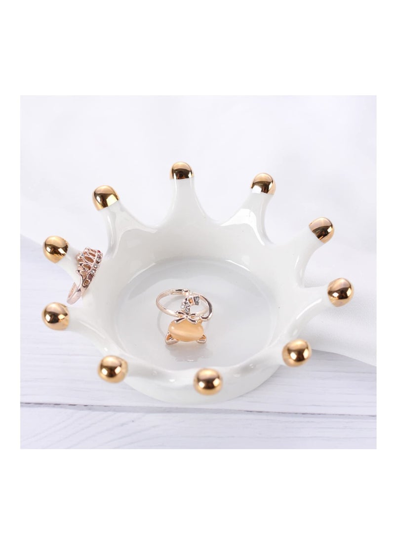 KASTWAVE Ceramic Jewelry Dish Tray, Crown Ring Holder for Jewelry, Trinket Dish for Decor, Perfect for Bathroom, Nightstand, Entryway Table, Vanity (Crown) - Image 5
