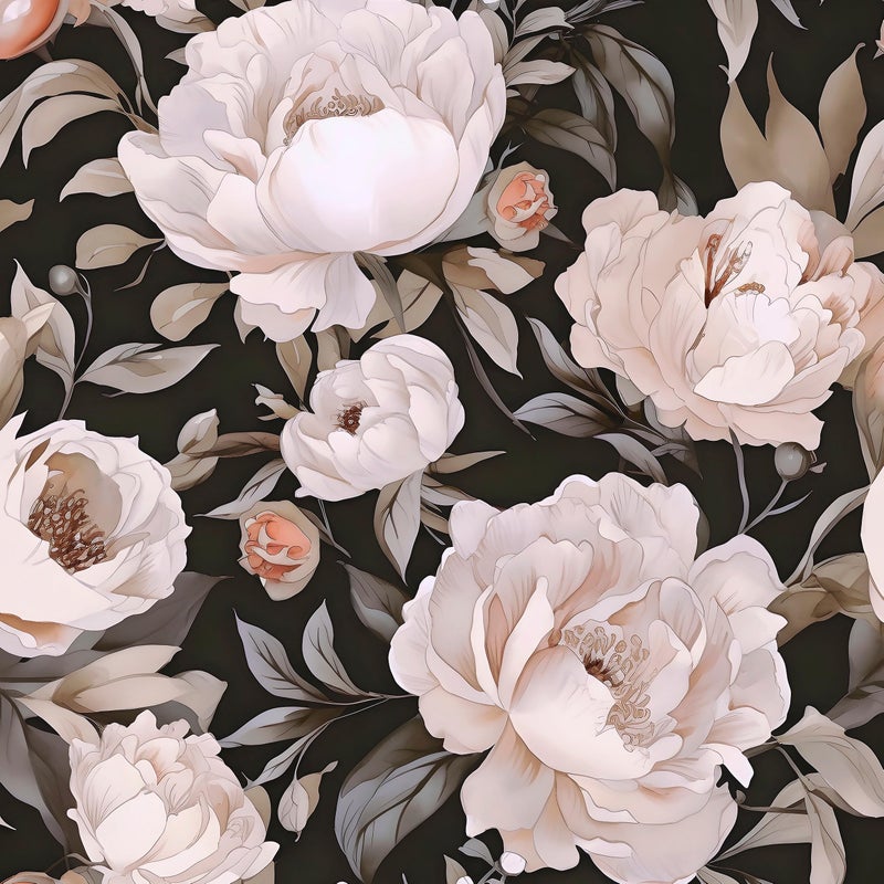 Laatse Black Pink Floral Wallpaper Peel and Stick Boho Wallpaper 17.5" x 118" Dark Flowers Contact Paper Vinyl Self Adhesive Waterproof Large Dark Floral Wall Paper for Bedroom Walls Countertop - Image 1